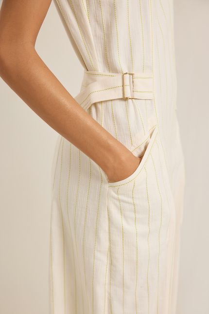 Macacão cotton pontilhado off white