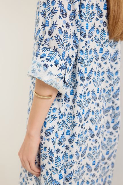 Vestido chemise férias azul topazio