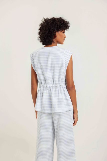 Kimono jacquard cotton azul ceu