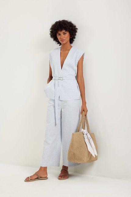 Kimono jacquard cotton azul ceu