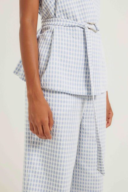 Kimono jacquard cotton azul ceu