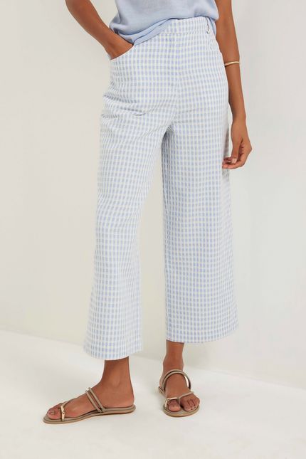 Calça jacquard cotton azul ceu