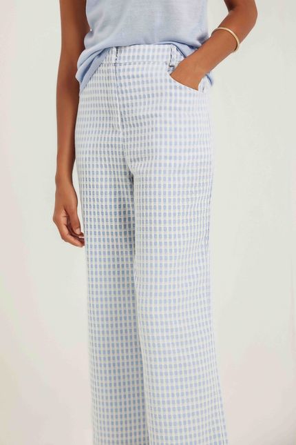 Calça jacquard cotton azul ceu