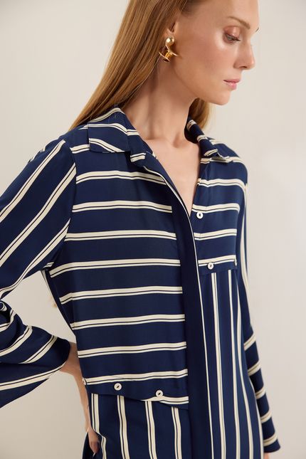 Vestido chemise listra rongeant azul atlantico c/ off white