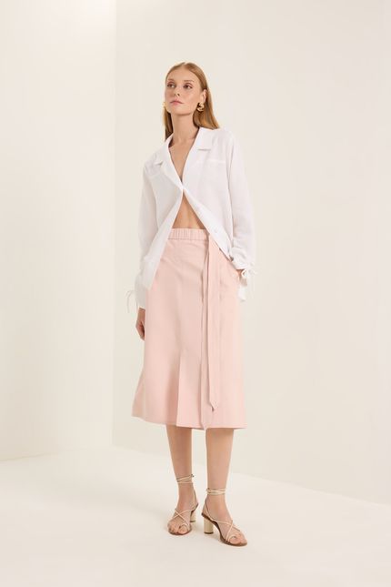 Camisa cambraia det manga branco