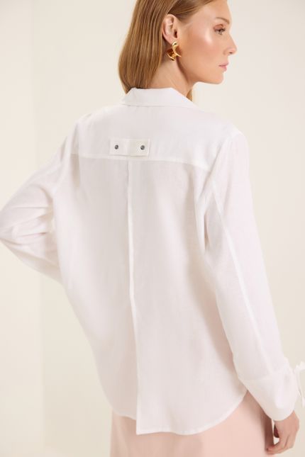 Camisa cambraia det manga branco