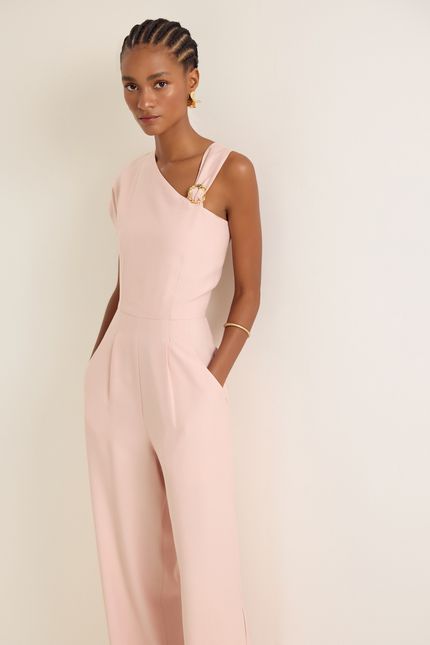 Macacão cupro fivela orgânica rosa sal