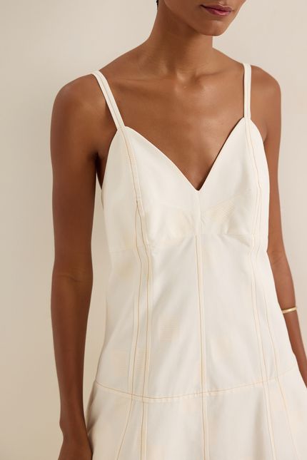 Vestido cotton square pespontos off white