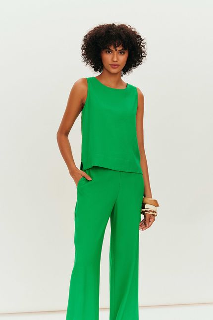 Blusa lateral pespontos verde paraiso