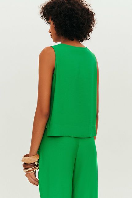 Blusa lateral pespontos verde paraiso