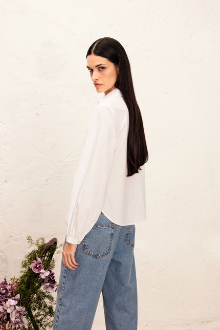 Camisa tricoline manga ampla  branco