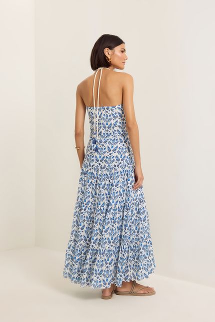 Vestido longuete marias férias azul topazio