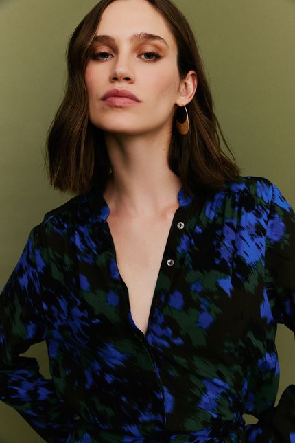 Vestido camisa mata verde musgo