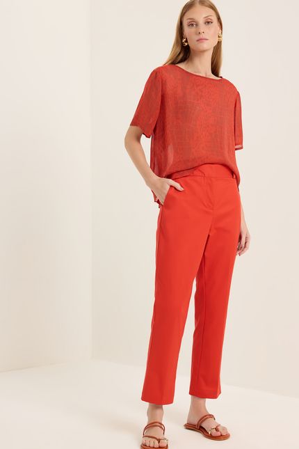 Calça alfaiataria mini flare vermelho paprica