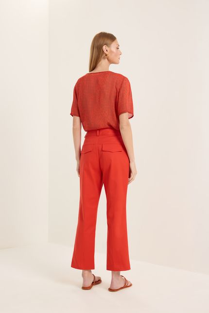 Calça alfaiataria mini flare vermelho paprica