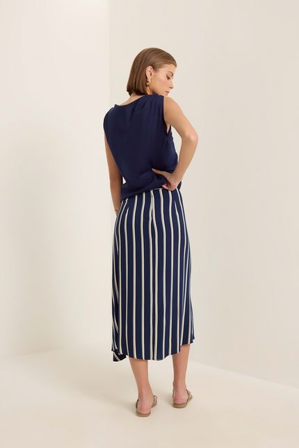 Saia listra rongeant azul atlantico c/ off white