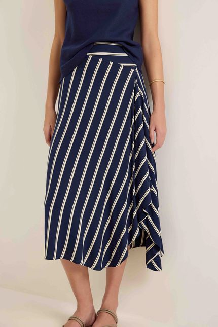 Saia listra rongeant azul atlantico c/ off white