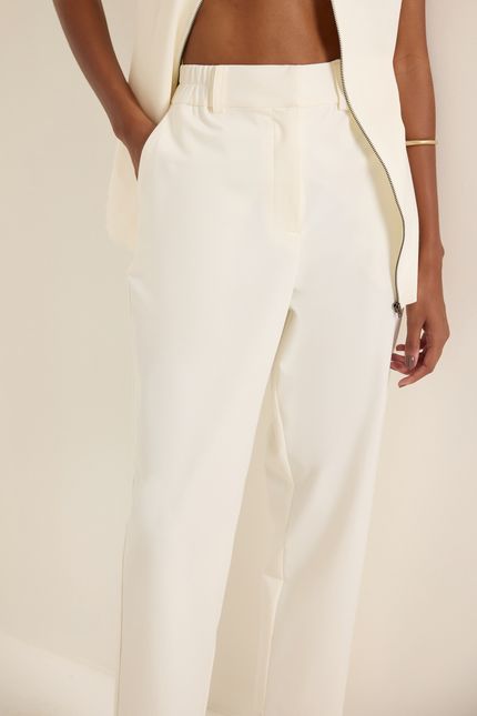 Calça malha estruturada alfaiataria off white
