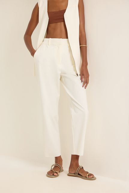 Calça malha estruturada alfaiataria off white