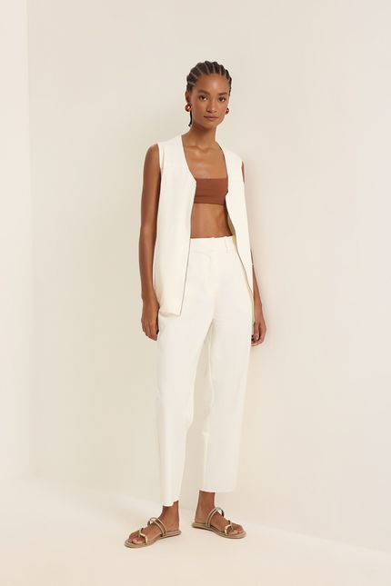 Calça malha estruturada alfaiataria off white