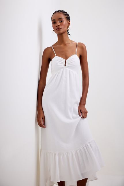 Vestido cambraia alças branco