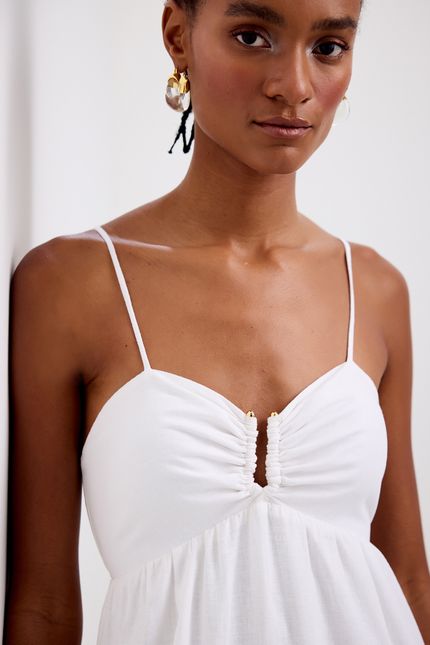 Vestido cambraia alças branco