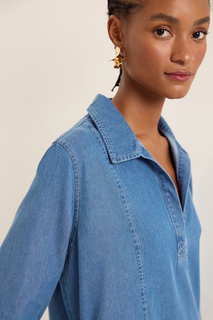 Vestido jeans evasê jeans