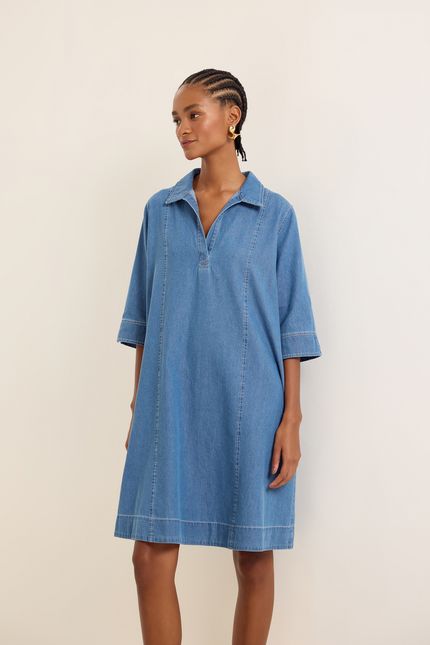Vestido jeans evasê jeans