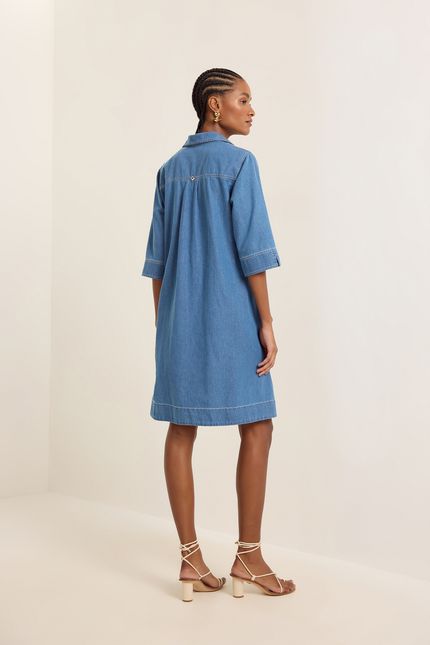 Vestido jeans evasê jeans