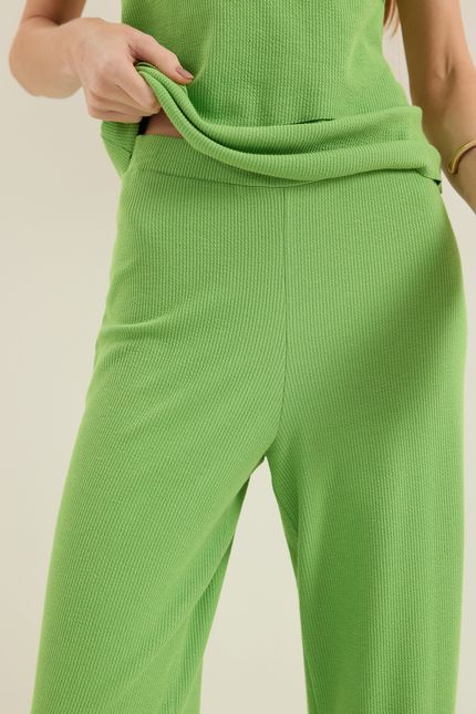 Calça pantalona rib wave verde jardim