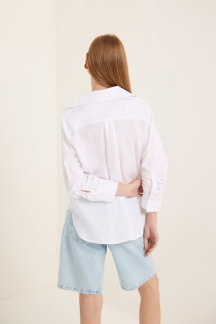 Camisa tricoline mg pregas branco