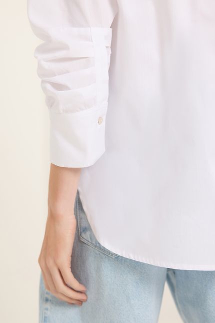 Camisa tricoline mg pregas branco