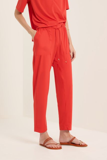 Calça jersey bolso amarração vermelho paprica