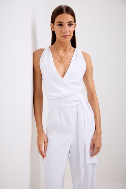 Macacão crepe transpasse new off white