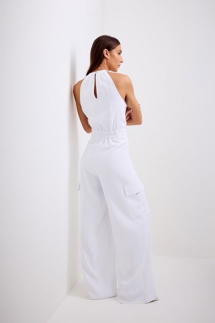 Macacão crepe transpasse new off white