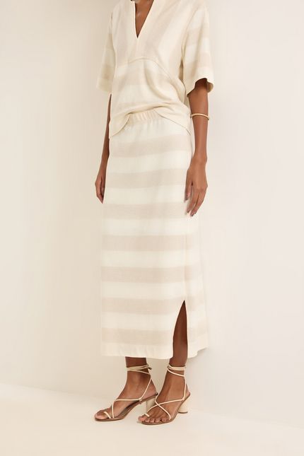 saia linen listrada bege natural