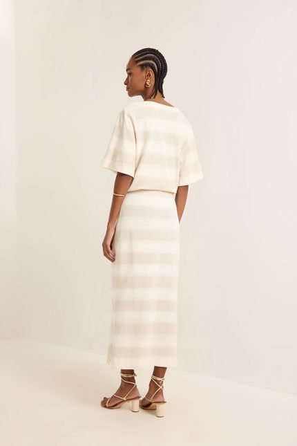 saia linen listrada bege natural