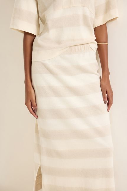 saia linen listrada bege natural