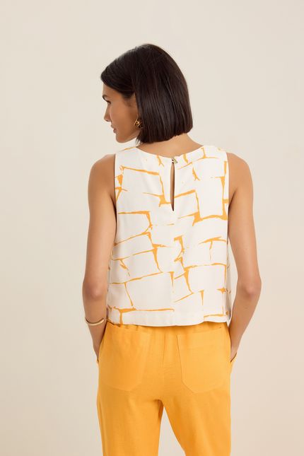 Blusa cropped azulejo azulejo amarelo ouro