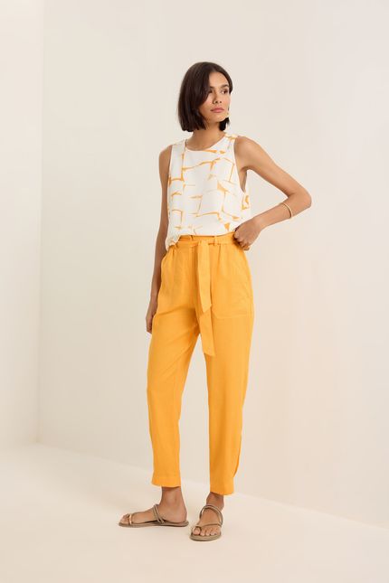 Blusa cropped azulejo azulejo amarelo ouro