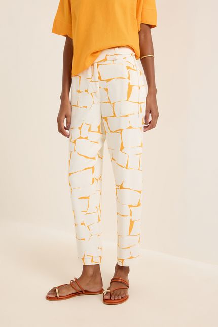 Calça azulejo azulejo amarelo ouro
