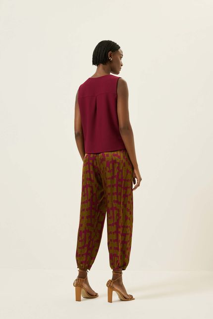 Blusa crepe dec v vinho tango