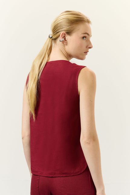 Blusa cambraia sm botão vinho tango