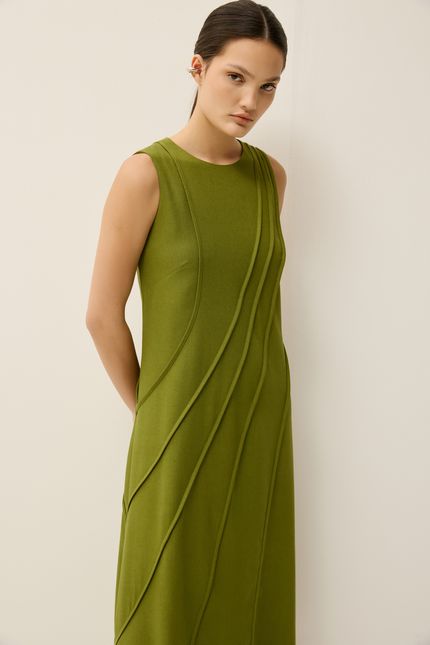 Vestido linho det relevo verde indie