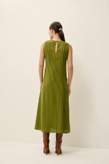 Vestido linho det relevo verde indie