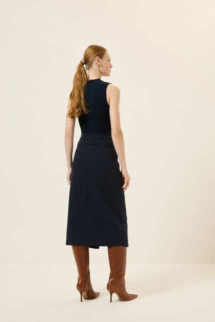 Saia zíper malha twill azul rock