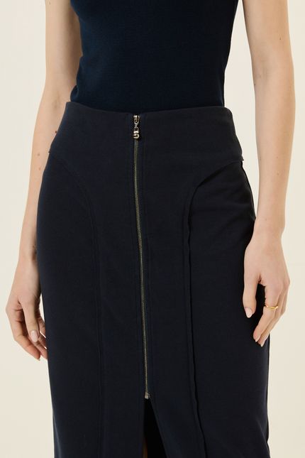 Saia zíper malha twill azul rock
