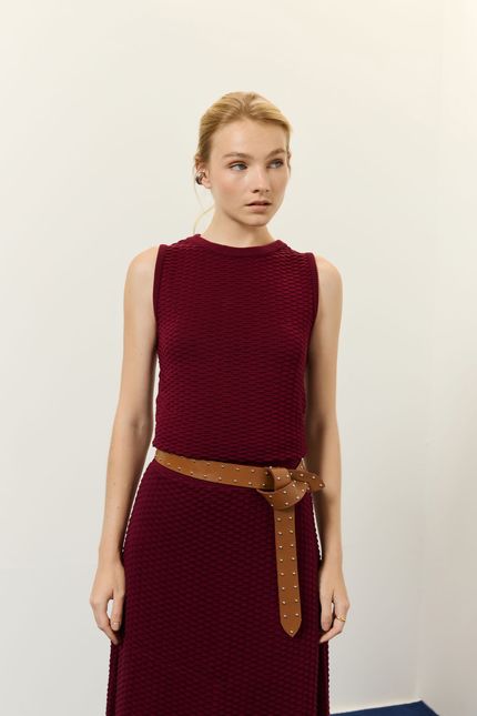 Blusa tricot sm escama  vinho tango