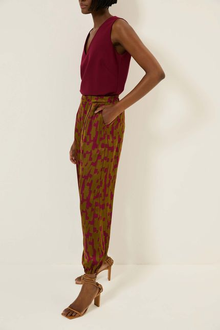 Calça elástico flautas verde indie