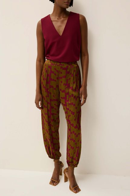 Calça elástico flautas verde indie